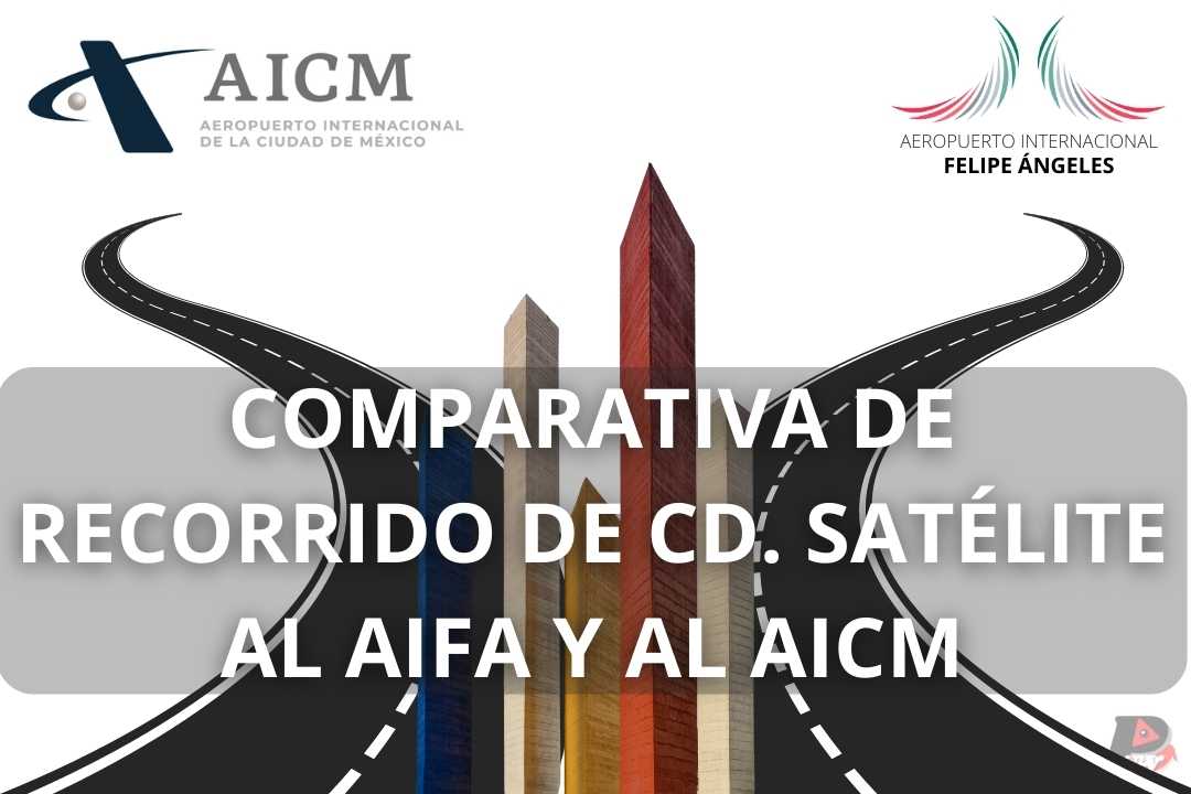 Comparativa de Recorrido de Satélite al AIFA y al AICM tiempo de traslado